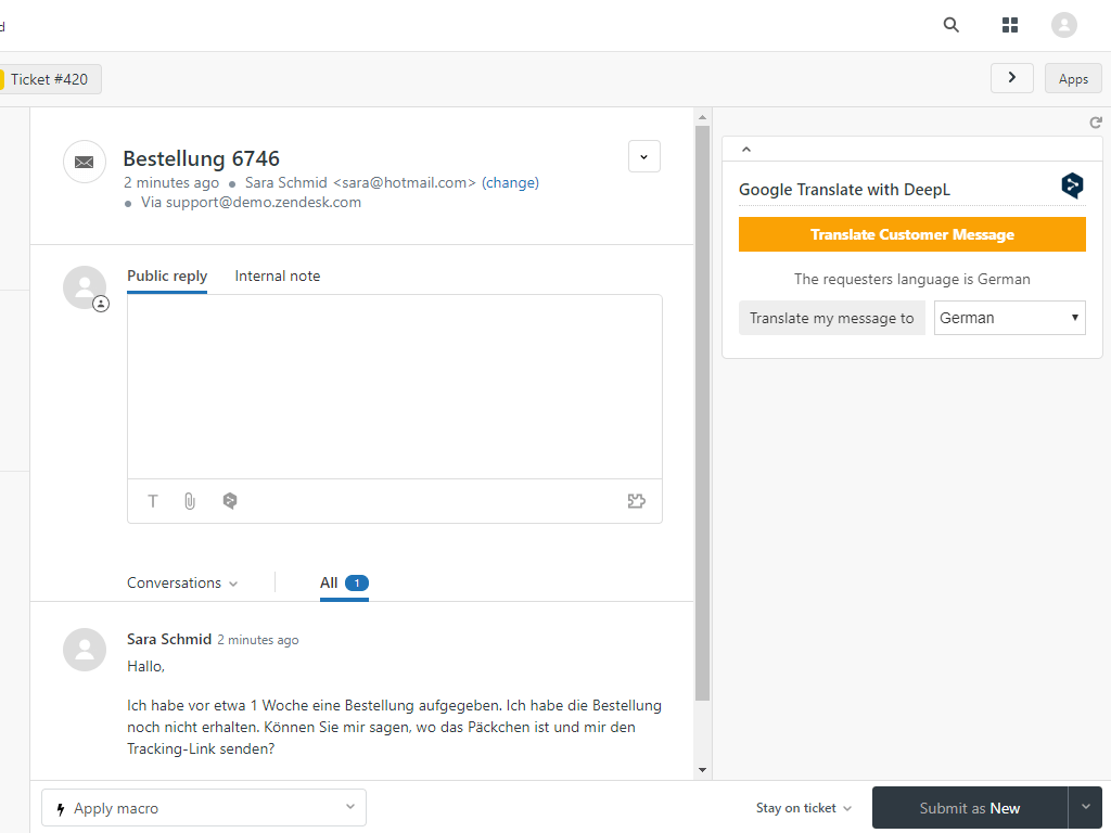Use DeepL Translate for Zendesk Automate My Store